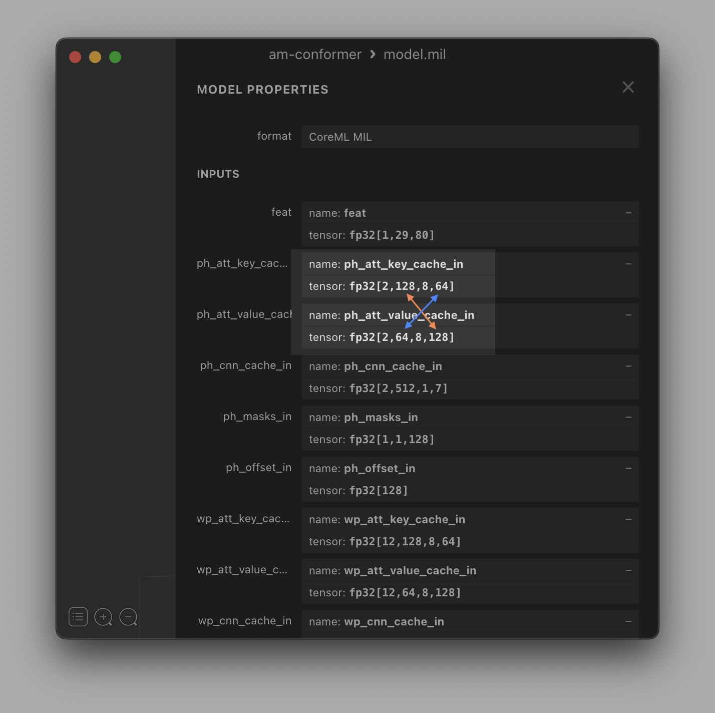 screenshot of netron showing separate K and V caches, and that the K cache is transposed